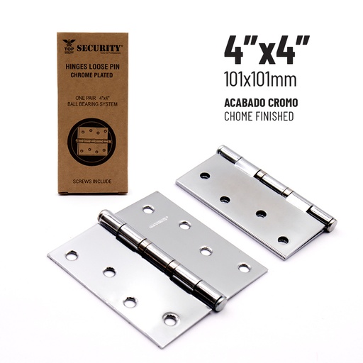 [6-198] BISAGRA P/PUERTA MADERA 4" x 4" PLATA PAR SECURITY 6-198
