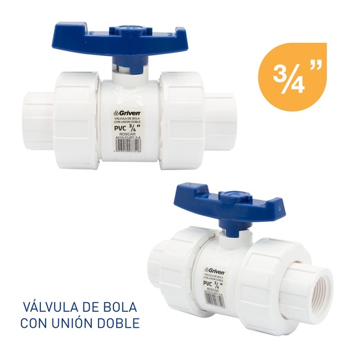 [6-226] LLAVE DE BOLA C/UNION DOBLE 3/4" ROSCA GRIVEN 6-226