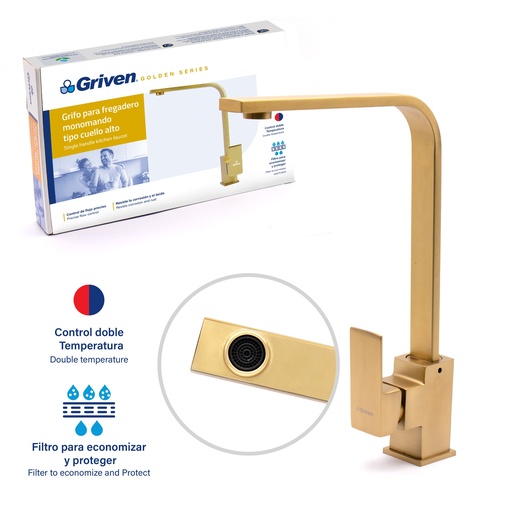 [6-268] LLAVE FREGADERO MONOMANDO GRIVEN GOLD 6-268