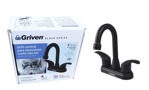 [6-347] LLAVE LAVAMANO DOBLE METALICA GRIVEN BLACK 6-347