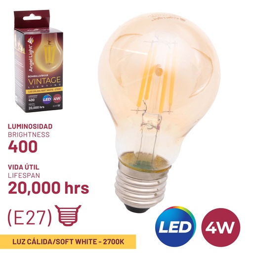 [6-375] BOMBILLO VINTAGE LED 4W 110v ANGEL LIGHT 6-375