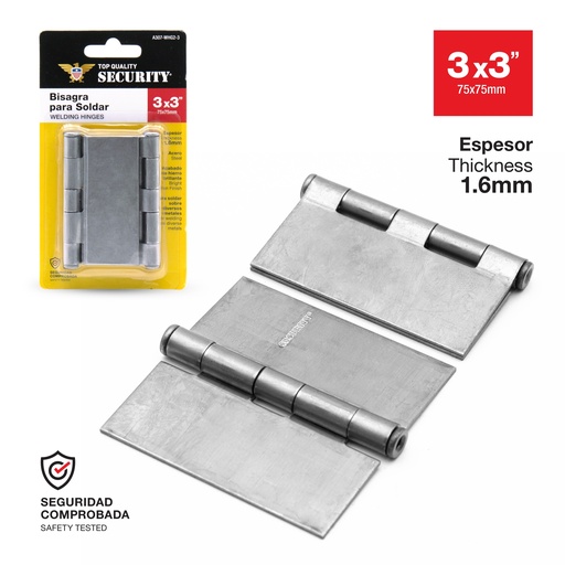 [6-379] BISAGRA SOLDAR x 3" PAR BLISTER SECURITY 6-379