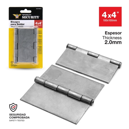 [6-381] BISAGRA SOLDAR x 4" PAR BLISTER SECURITY 6-381