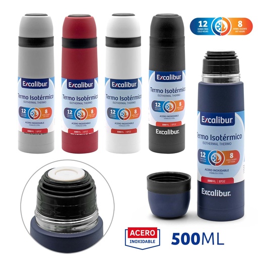 [6-403] VASO TERMICO MULTICOLOR x 500ML EXCALIBUR 6-403