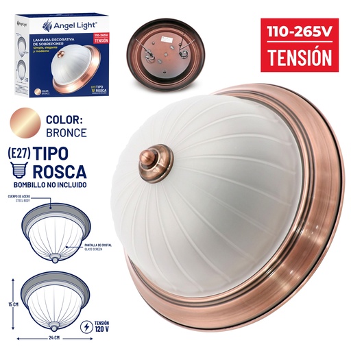 [6-434] LAMPARA DECORATIVA BRONCE (SIN BOMBILLO) ANGEL LIGHT 6-434