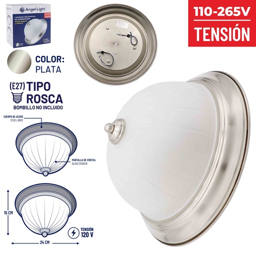 [6-435] LAMPARA DECORATIVA PLATA (SIN BOMBILLO) ANGEL LIGHT 6-435
