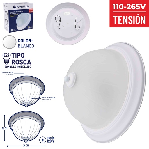 [6-436] LAMPARA DECORATIVA BLANCO (SIN BOMBILLO) ANGEL LIGHT 6-436