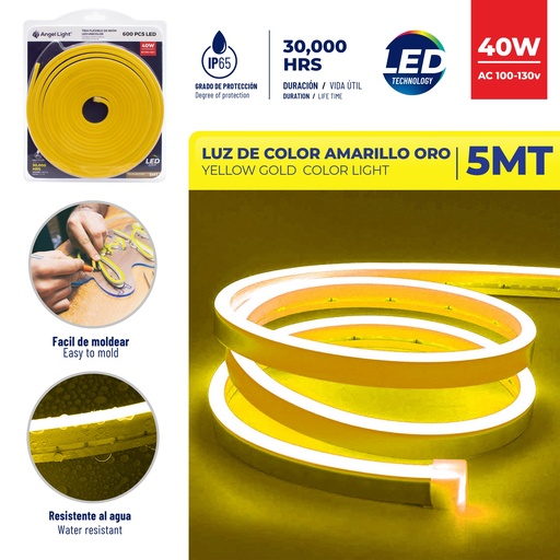 [6-441] CINTA LED NEON AMARILLO 5 MTS x 40W C/TRANSF ANGEL L 6-441