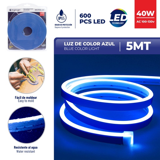 [6-449] CINTA LED NEON AZUL 5 MTS x 40W C/TRANSF ANGEL L 6-449