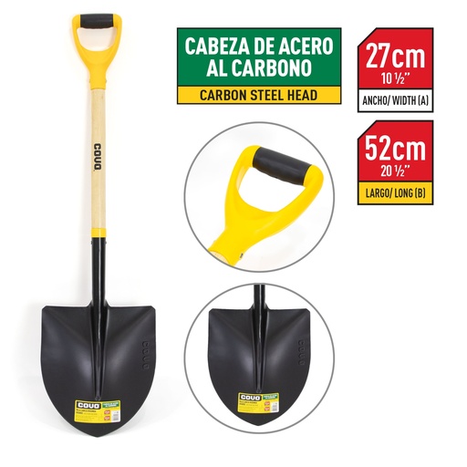 [6-498] PALA REDONDA GDE MANGO MADERA COVO 6-498