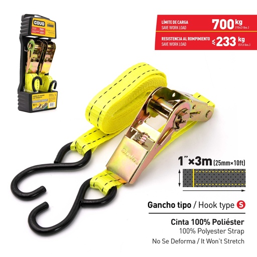 [6-522] CINTA RACHET 1" COVO x 3 MTS (700KG) 6-522