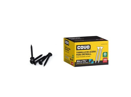 [6-533] TORNILLOS DRYWALL R. FINA 6 x 1 5/8" x 100 UNID COVO 6-533