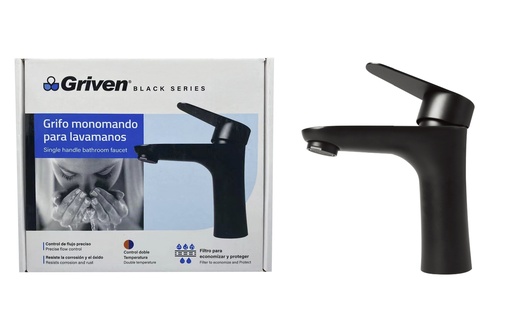 [6-537] LLAVE LAVAMANO MONOMANDO GRIVEN BLACK 6-537 (DESC)