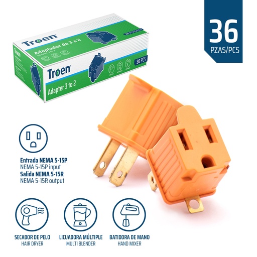 [6-568] ADAPTADOR 3 A 2 NARANJA TROEN 6-568