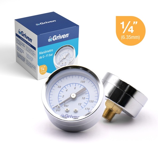 [6-589] MANOMETRO 0-11 BAR 1/4" GRIVEN 6-589