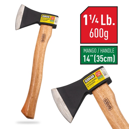 [6-595] HACHA C/MANGO MADERA x 1 1/4 LBS COVO 6-595