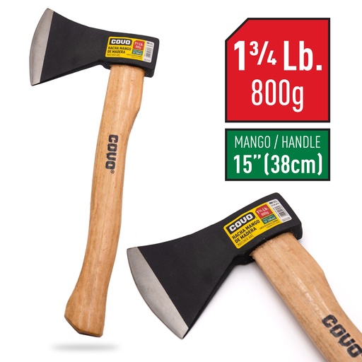 [6-596] HACHA C/MANGO MADERA x 1 3/4 LBS COVO 6-596GR/Stock/P06/R03/N02