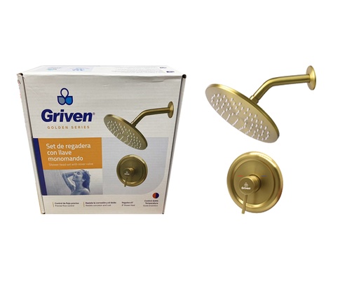 [6-600] REGADERA CON LLAVE DE DUCHA MONOMANDO GRIVEN GOLD 6-600