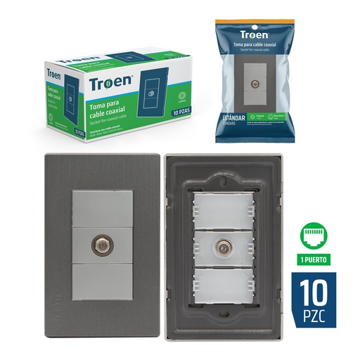 [6-609] TOMA P/CABLE COAXIAL GRIS TROEN 6-609