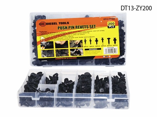 [6-663] KIT CLIPS GRAPAS BROCHES 200 UNID DIESEL TOOL 6-663