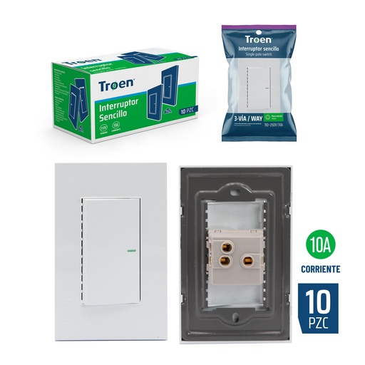 [6-710] INTERRUPTOR SENCILLO BLANCO 3 WAY TROEN 6-710