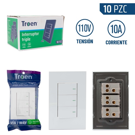 [6-712] INTERRUPTOR TRIPLE BLANCO 3 WAY TROEN 6-712