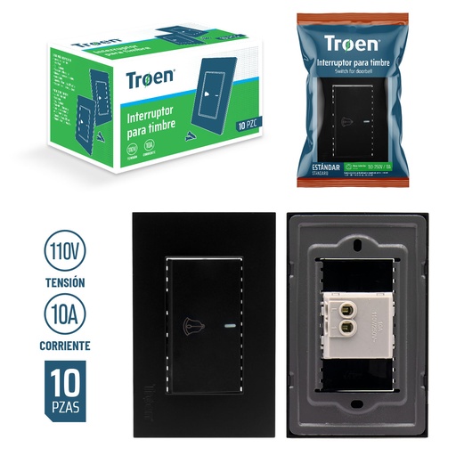 [6-759] INTERRUPTOR P/TIMBRE NEGRO TROEN 6-759