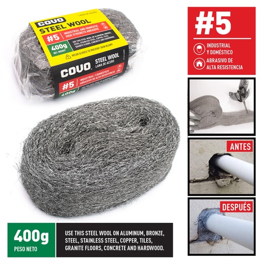 [6-776] LANA DE ACERO NUM 5 400GR COVO 6-776
