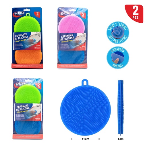 [6-781] ESPONJA DE FREGAR SILICONA x 2 UNID MATRIX 6-781