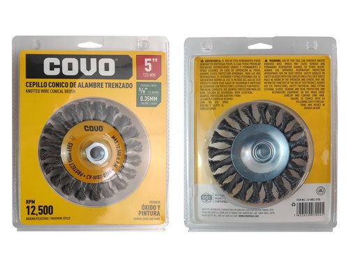 [6-853] CEPILLO CONICO ALAMBRE TRENZADO 5" x 5/8 COVO 6-853