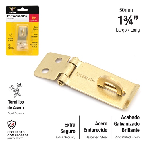 [6-873] PORTACANDADO DORADO 1 3/4" 50mm SECURITY 6-873