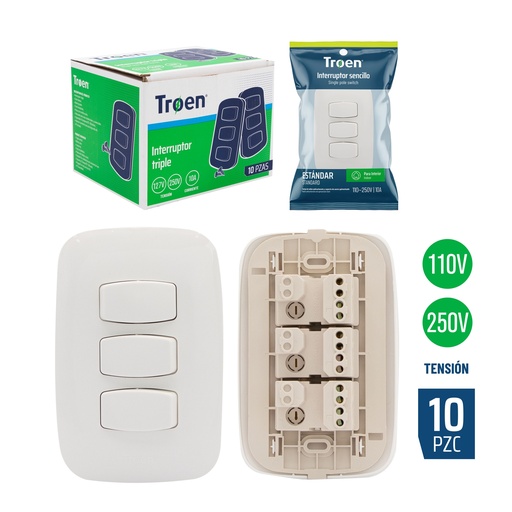 [6-890] INTERRUPTOR TRIPLE BLANCO TROEN 6-890