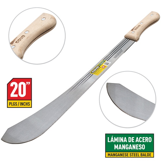 [6-893] MACHETE ROZADOR 20" MANGO MADERA COVO 6-893