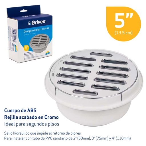 [6-912] REJILLA CROMADA RED 5" UNIVERSAL GRIVEN 6-912