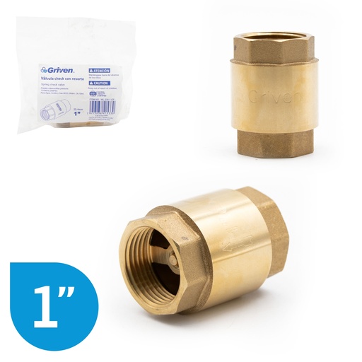 [6-914] VALVULA CHECK BRONCE x 1" ASIENTO BRONCE GRIVEN 6-914