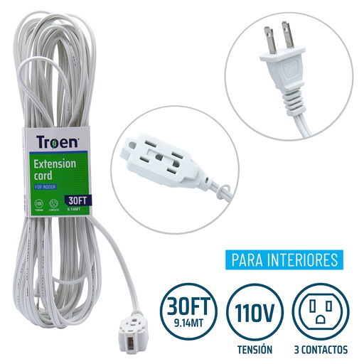 [6-957] EXTENSION ELECTRICA BLANCA 9.14 MTS TROEN 6-957