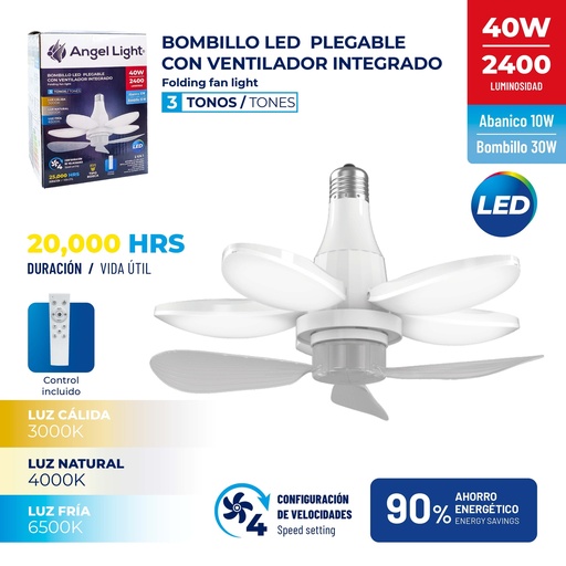 [10-053] BOMBILLO LED C/VENTILADOR 40W ANGEL L 10-053