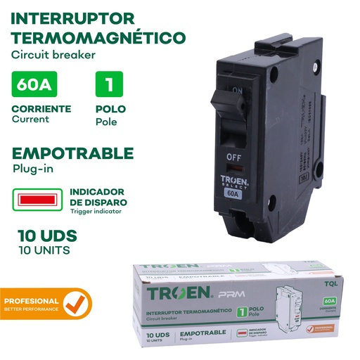 [10-251] BREAKER P/EMPOTRAR PRO 1P x 60 AMP TROEN 10-251