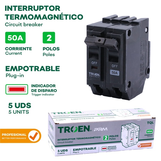 [10-250] BREAKER P/EMPOTRAR PRO 2P x 50 AMP TROEN 10-250