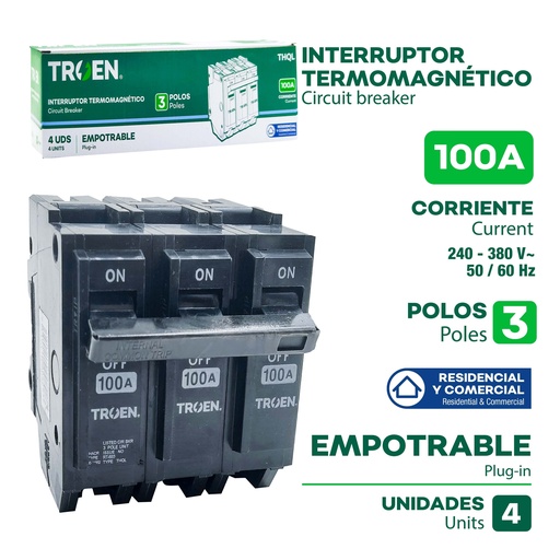 [9-790] BREAKER PARA EMPOTRAR 3x100A TROEN 9-790