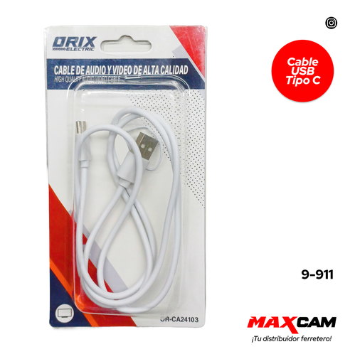 [9-911] CABLE USB TIPO C ORIX 9-911