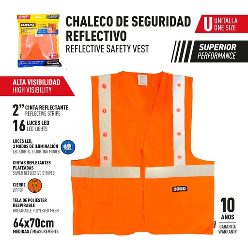 [9-835] CHALECO DE SEGURIDAD CON LED COVO 9-835