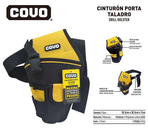 [10-046] CINTURON PORTA TALADRO COVO 10-046
