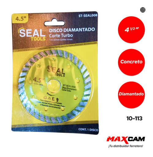 [10-113] DISCO C/CONCRETO TURBO x 4 1/2" SEAL TOOLS 10-113