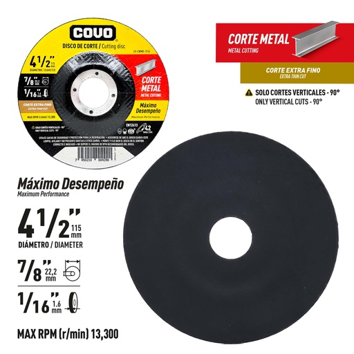 [9-778] DISCO C/METAL FINO 4 1/2" x 1/16" COVO (CONCOVO) 9-778
