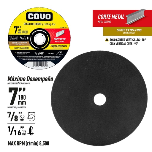 [9-775] DISCO C/METAL FINO 7" x 1/16" COVO (PLANO) 9-775