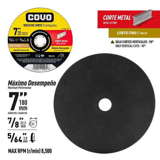 [9-776] DISCO C/METAL FINO 7" x 7/8" COVO (PLANO) 9-776