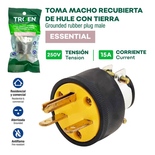 [10-125] ENCHUFE CHINO VINIL GOMA 2P+T TROEN 10-125