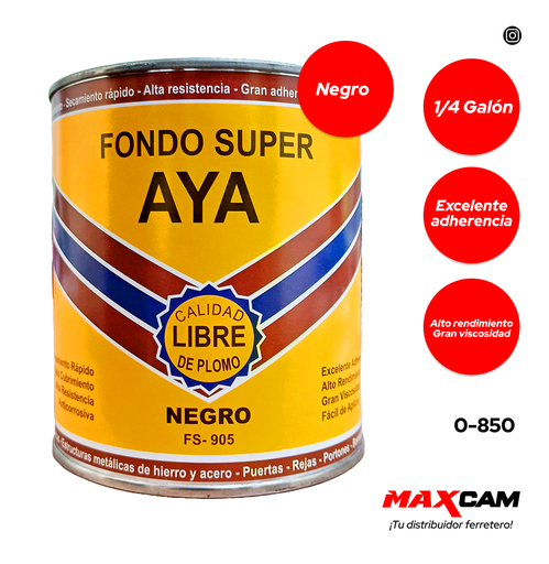 [0-850] FONDO ANTICORROSIVO NEGRO x 1/4 AYA 0-850