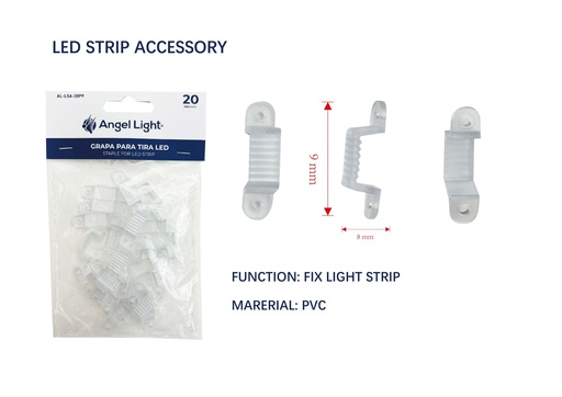 [9-821] GRAPA P/TIRA LED X 20 UNID ANGEL LIGHT 9-821